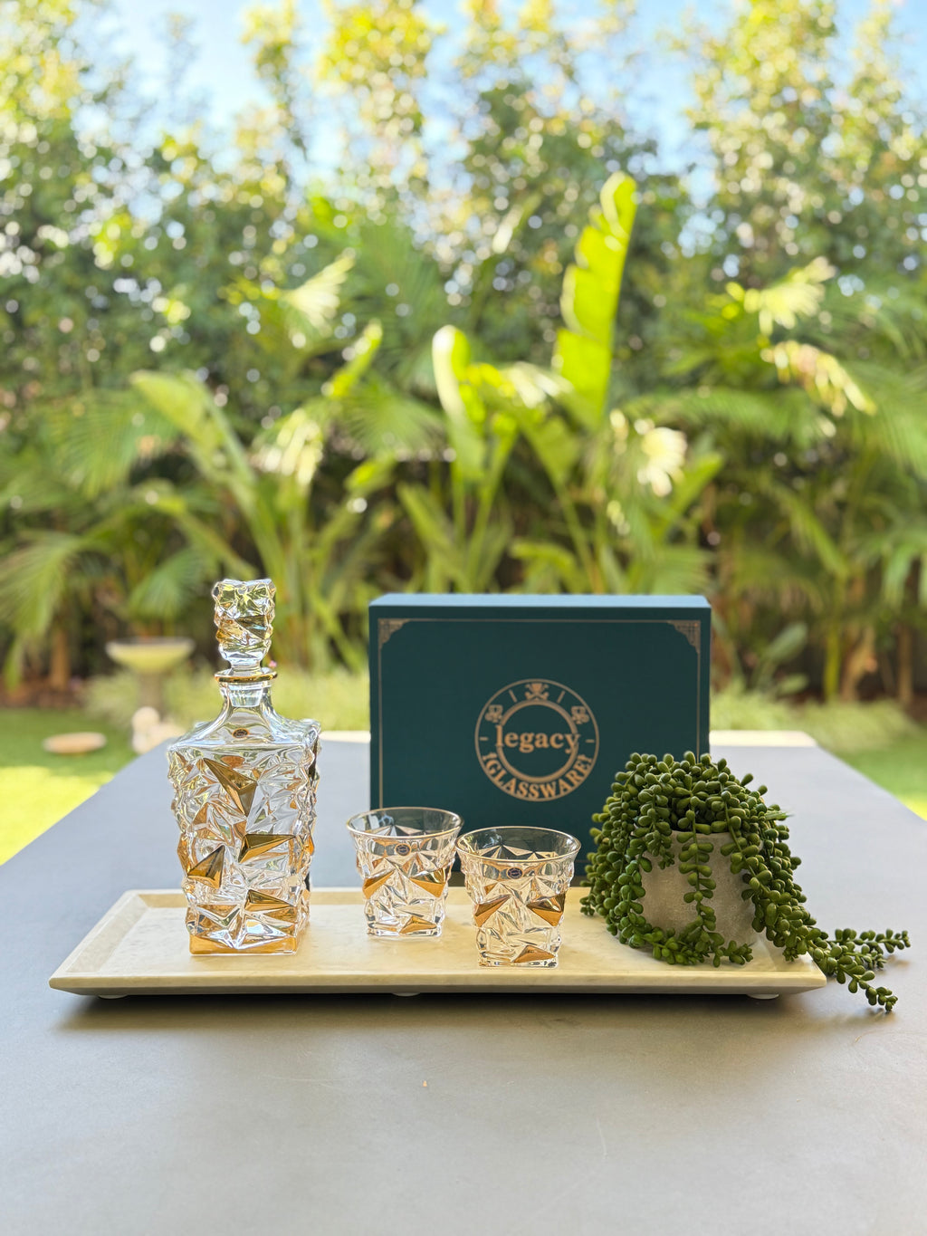 Legacy Glassware Signature Crystal Decanter Set – 3 Piece