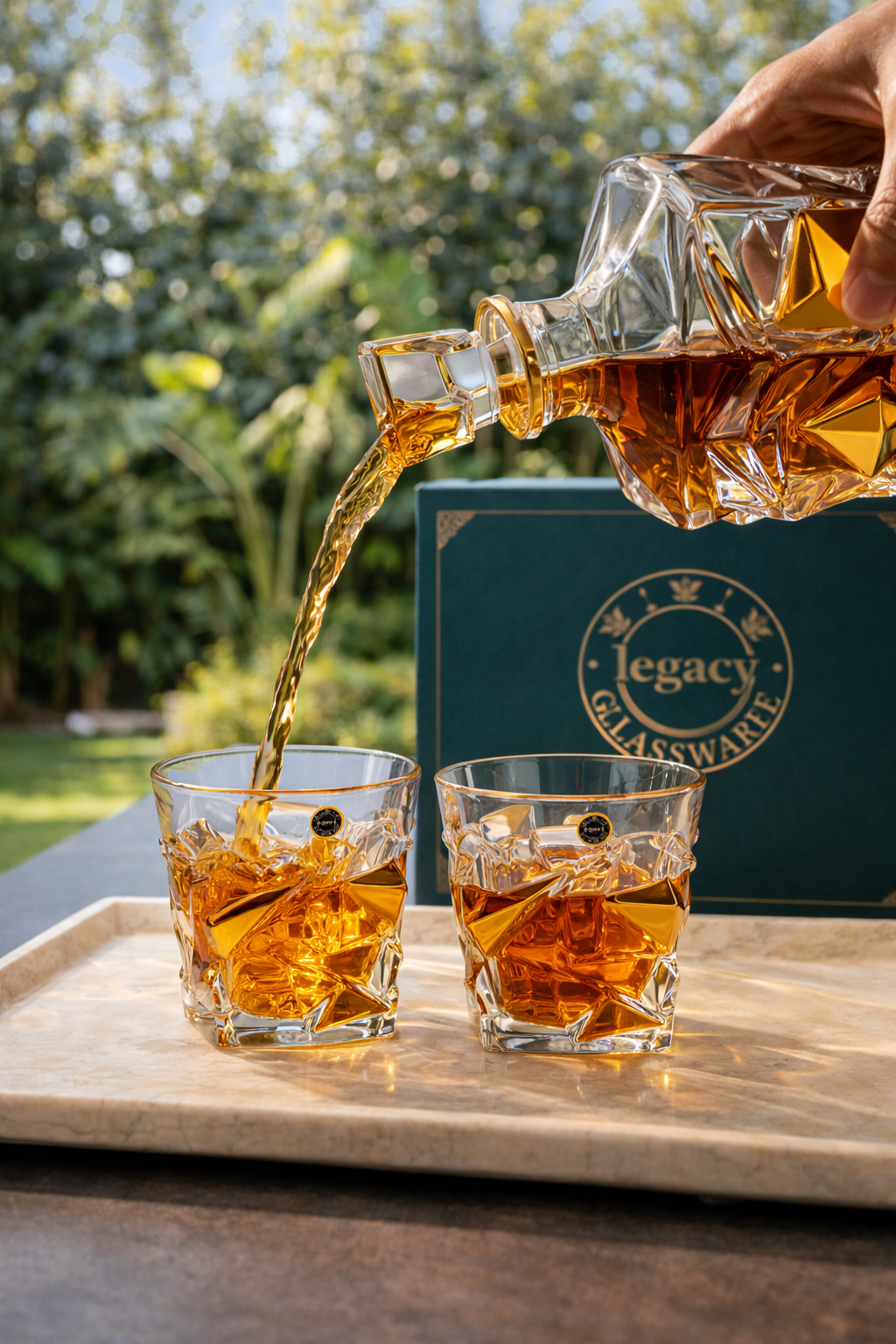 Legacy Glassware Signature Crystal Decanter Set – 3 Piece